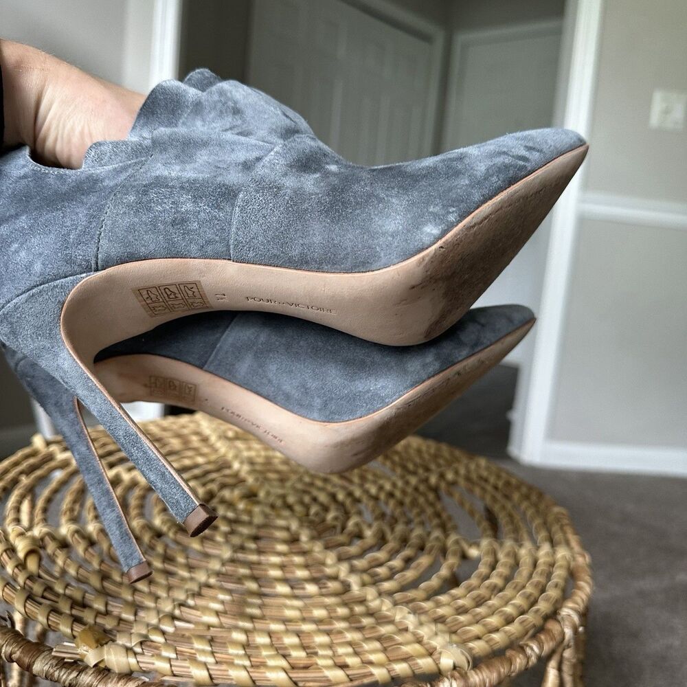 Pour La Victoire Ceara Stiletto Suede Ankle Boot Light Grey Blue Womens US 7.5 - Picture 7 of 12